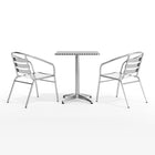 Flash Furniture 23.5" Square Aluminum Indoor-Outdoor Table Set with 2 Slat Back Chairs-Designed for Indoor and Outdoor Use
