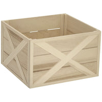 HOMCOM 24" Wooden Christmas Tree Collar Box - Light Distressed Wood Finish-Farmhouse style with distressed finish and X-shaped patterns enhances rustic holiday decor 