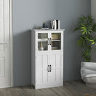 HOMCOM 23.6" L Storage Cabinet for Living Room - White-4-tier shelving gives you lots of space to store dishes, dry goods, books or other decorations