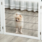 PawHut Wooden Freestanding Pet Gate with 6 Panels and 2 Support Feet - White-Material: Pine wood, Steel 