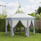 Outsunny 13 ft W x 13 ft L Pop Up Canopy Tent for Outdoor - Grey-Water-resistant and anti-UV polyester cover blocks light rains and harmful rays