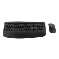 Logitech Signature Comfort Plus Combo MK880 Wireless Keyboard and Mouse Combo - Black - French-All-day typing comfort: With a curved dual-foam palmrest for silky-soft support and adjustable tilt legs, this Bluetooth keyboard supports a natural typing position for longer workdays