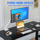 ShoppingAll Single VESA Monitor Mount with Fully Adjustable Gas Spring Arm and Office Desk Clamp - White-Rock-Solid Stability: Built with a c-clamp base that delivers unmatched sturdiness. For desks with grommet holes (1.57"–2.36"), no extra parts or modifications are needed - our compact clamp fits directly into the hole for secure, wobble-free support