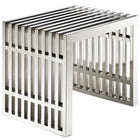Modway Gridiron Small Stainless Steel Bench - Silver-Perfect Modern Bench or Side Table