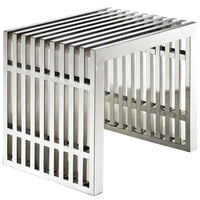 Modway Gridiron Small Stainless Steel Bench - Silver-Perfect Modern Bench or Side Table