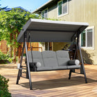 Outsunny 3-Seater Porch Swing Heavy Duty with Tilt Canopy - Light Grey-Arc-shaped canopy and flower-shaped seats provide added overall aesthetic value
