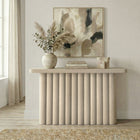 Hudson&Canal Olie 55" Wide Rectangular Fluted Console Table - Alder White-Wide fluted pedestal base in an Adler White finish