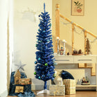 HOMCOM 6' Pencil Artificial Christmas Tree - Deep Blue-Base is detachable for easy storage 