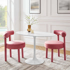 Modway Lippa 48" Oval Wood Dining Table - White-	Chip-Resistant Metal Pedestal Base