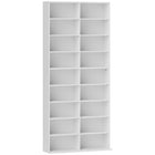 HOMCOM Double Media Cabinet, 9-Tier DVD Shelf with 18 Compartments - White-Holds up to 640 CDs/360 DVDs. Or use for books, other media or decorations