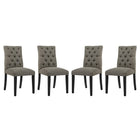 Modway Duchess Fabric Dining Chair - Granite - 4 Pack-Dense Foam Padding for Comfort