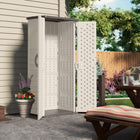 Suncast Vertical Shed - Vanilla-Tall profile is ideal for storing ladders, long handled tools and garden supplies.