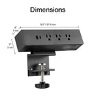 MotionGrey Desk Clamp Power Strip with Desktop Surge Protector with USB-C - 3 Outlets & 6ft Flat Plug - Black-8