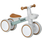 Qaba Toddler Balance Bike with Adjustable Seat - Green-Teaches children to push, stand, and walk with confidence 