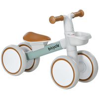 Qaba Toddler Balance Bike with Adjustable Seat - Green-Teaches children to push, stand, and walk with confidence 