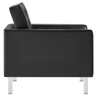 Modway Loft Tufted Vegan Leather Armchair and Ottoman Set - Silver Black-Non-Marking Foot Caps