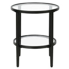 Hudson&Canal Hera 20"W Round Side Table with Glass Shelf - Blackened Bronze-Features a tempered glass top and shelf