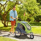 Aosom 2-in-1 Dog Bike Trailer with Suspension, Hitch and Storage Pockets - Green-Suspension system for a smooth ride 