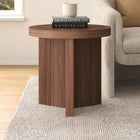 Hudson&Canal Holm 22" Wide Round Fluted Side Table - Satin Walnut-Clean with a soft, dry cloth and no harsh chemicals or abrasive cleaning materials