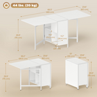 HOMCOM 67" Drop Leaf Folding Dining Table with Storage Shelves for 4 - White-Comes with 4 spacious shelves under the desktop for organized storage