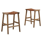Modway Saoirse Faux Leather Wood Counter Stool - Walnut Brown - Set of 2-Woven Leather