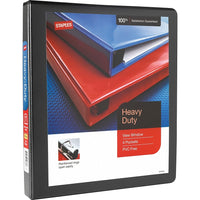 Staples Heavy-Duty View Binder with D-Rings - 1" - Black-One-Touch Rings open and close with ease