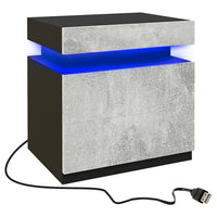 HOMCOM Nightstand with LED Lights - Cement Grey-Work well as a bed side table, sofa side table, or small organiser for small rooms 