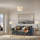 Hudson&Canal Ellis 16" Flush Mount with Fabric Shade - Brass/White-Mounting hardware included