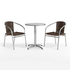 Flash Furniture 23.5" Round Aluminum Indoor-Outdoor Table Set with 2 Dark Brown Rattan Chairs-Round Table