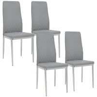 HOMCOM Dining Chairs with Upholstery Seat & Steel Legs - Grey - Set of 4-Set of four dining chairs great for dining, conversation, and more