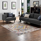 Modway Florita Distressed Southwestern Aztec Area Rug - 4 ft W x 6 ft L - Multicolored-Tight Low Pile Weave