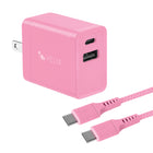 Helix USB-C + USB-A Wall Charger with Cable - 20W - Pink-20 Watt