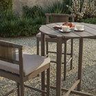Modway Eleni 3-Piece Outdoor Teak Wood Bar Set - Weathered Grey Pebble-Removable Cushions