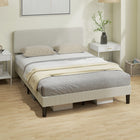 HOMCOM Queen Size Adjustable Headboard Platform Bed Frame - Light Grey-12 plywood slats with metal legs support up to 800 lb. (363 kg) securely