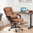 HOMCOM Office Chair with Massage - Reclining Desk Chair - Brown-Thick high-resilience ensures supportive seating
