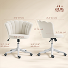 HOMCOM Velvet-Feel Armless Swivel Office Chair with Adjustable Height - Cream-The tilt function allows for a relaxing rocking