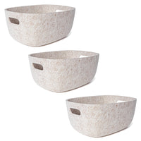 My Home My Living Strong Felt Oval Basket 3-Piece Set - 10"L x 8"W x 4.75"H - Cream-Dimensions: 10" W x 8" D x 4.75"H