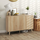 HOMCOM 47.2" L Sideboard Buffet Cabinet with Storage - Oak-Push-to-open doors make easy access and create a handle-free look