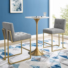 Modway Privy Gold Stainless Steel Upholstered Fabric Counter Stool - Gold Light Grey - Set of 2-Soft Polyester Fabric Upholstery