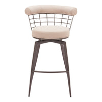 Zuo Saku Swivel Barstool - Beige/Brown-Ergonomic and supportive footrest