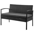 Manhattan Comfort Noli Modern Patio 4-Person Conversation 4-Piec Set with Coffee Table - Black/Grey-Frame Made of Steel Wrapped in PVC Rattan Perfect for Outdoor Weather