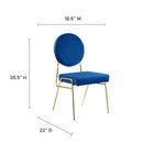 Modway Craft Performance Velvet Dining Side Chair - Gold/Navy-Performance Velvet Upholstery