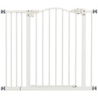 PawHut 31" H Dog Gate with Double Locking Door - White-Door automatically closes if left open between a 30° and 90° angle 