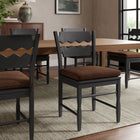 Modway Jax Oak Wood Dining Chair With Wavy Razor Back and Cushion - Black Cocoa-Fabric Seat Cushion