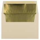 JAM Paper A8 Foil Lined Invitation Envelopes - 5.5 x 8.125 - Ecru with Gold Foil - 50 Pack-Features a smooth paper finish and shiny foil lining to add a pop of color to any mailing