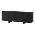 Hudson&Canal Harold Rectangular Fluted TV Stand for TV's up to 75" - Black Grain-Features 4 doors and 3 separate cabinet sections within for ample storage space