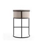 Manhattan Comfort Cosmopolitan 23.7" Mid-Century Modern Faux Leather Upholstered Bar Stool - Cream and Black - 3 Pack-21" L x 21" W x 37.8" H