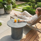 HOMCOM Round Coffee Table with Slatted Column Base - Grey-Versatile design works as coffee table or stylish side piece