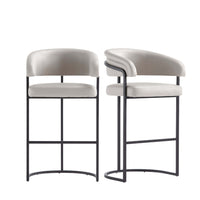 Manhattan Comfort Augusta 22.8" Modern Leatherette Upholstered Barstool - Light Grey - 2 Pack-Modern Barstool with Backrest Perfect for Bar and Kitchen Use