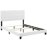 Modway Amira Upholstered Fabric Queen Bed - White-Platform Bed Frame With Headboard
